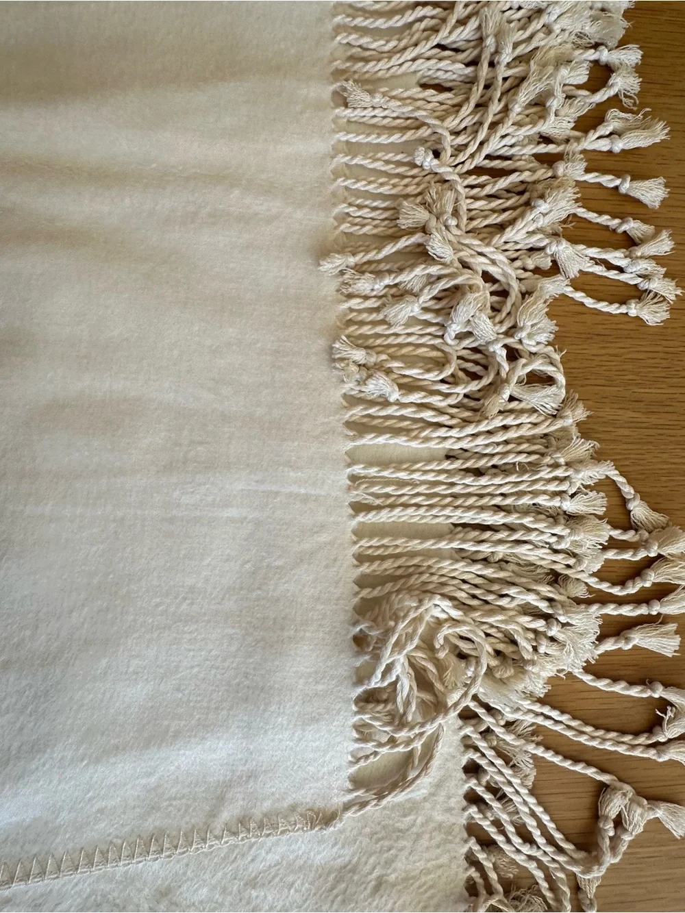 JC Penny Cream Cotton Fringe Bath Throw